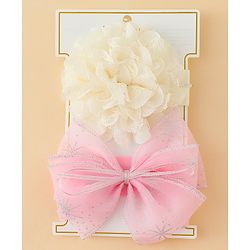Babyhug Headbands With Floral & Bow Applique Pack of 2 - Cream & Pink
