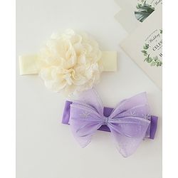 Babyhug Headbands with Bow & Floral Applique Pack of 2 - Cream & Purple