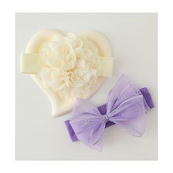 Babyhug Headbands with Bow & Floral Applique Pack of 2 - Cream & Purple