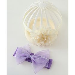 Babyhug Headbands with Bow & Floral Applique Pack of 2 - Cream & Purple