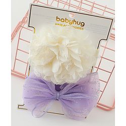 Babyhug Headbands with Bow & Floral Applique Pack of 2 - Cream & Purple