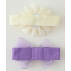 Babyhug Headbands with Bow & Floral Applique Pack of 2 - Cream & Purple