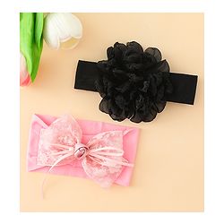 Babyhug Bow Applique Headbands Pack of 2 - Cream & Pink