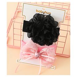 Babyhug Bow Applique Headbands Pack of 2 - Cream & Pink