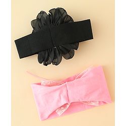 Babyhug Bow Applique Headbands Pack of 2 - Cream & Pink