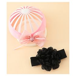 Babyhug Bow Applique Headbands Pack of 2 - Cream & Pink