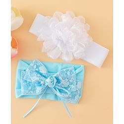 Babyhug Bow Applique Headbands Pack of 2 - Cream & Pink