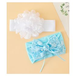 Babyhug Bow Applique Headbands Pack of 2 - Cream & Pink