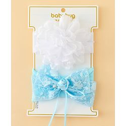 Babyhug Bow Applique Headbands Pack of 2 - Cream & Pink