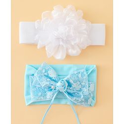 Babyhug Bow Applique Headbands Pack of 2 - Cream & Pink