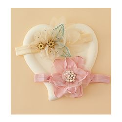 Babyhug Headbands with Floral Applique Pack of 2 - Dark Pink & Cream