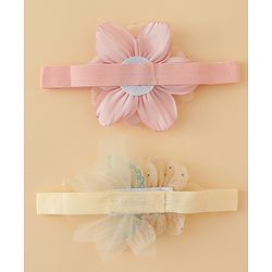 Babyhug Headbands with Floral Applique Pack of 2 - Dark Pink & Cream