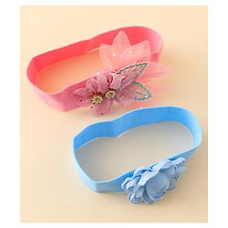 Babyhug Headbands With Floral Applique Pack of 2 - Blue & Pink