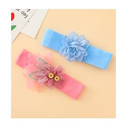 Babyhug Headbands With Floral Applique Pack of 2 - Blue & Pink