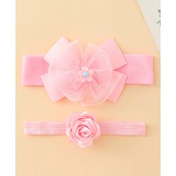 Babyhug Headbands With Floral & Bow Applique Pack of 2 - Pink