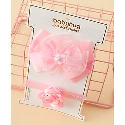 Babyhug Headbands With Floral & Bow Applique Pack of 2 - Pink