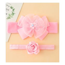 Babyhug Headbands With Floral & Bow Applique Pack of 2 - Pink