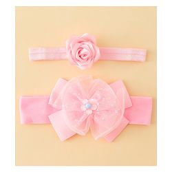 Babyhug Headbands With Floral & Bow Applique Pack of 2 - Pink