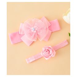 Babyhug Headbands With Floral & Bow Applique Pack of 2 - Pink