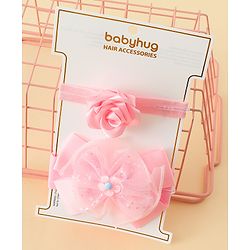Babyhug Headbands With Floral & Bow Applique Pack of 2 - Pink