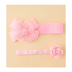 Babyhug Headbands With Floral & Bow Applique Pack of 2 - Pink
