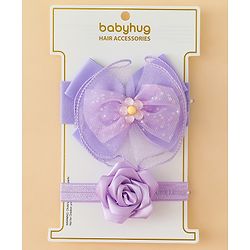 Babyhug Headbands With Floral & Bow Applique Pack of 2 - Pink