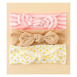 Babyhug Headbands with Stripes &  Polka Dots Print Pack of 3 -Multicolor