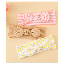 Babyhug Headbands with Stripes &  Polka Dots Print Pack of 3 -Multicolor