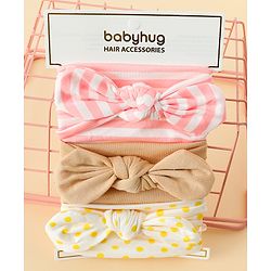 Babyhug Headbands with Stripes &  Polka Dots Print Pack of 3 -Multicolor