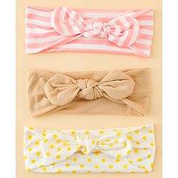 Babyhug Headbands with Stripes &  Polka Dots Print Pack of 3 -Multicolor
