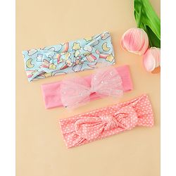 Babyhug Headbands With Bow Applique Pack of 3 - Multicolor