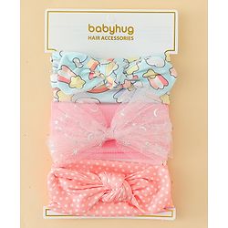 Babyhug Headbands With Bow Applique Pack of 3 - Multicolor