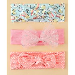 Babyhug Headbands With Bow Applique Pack of 3 - Multicolor