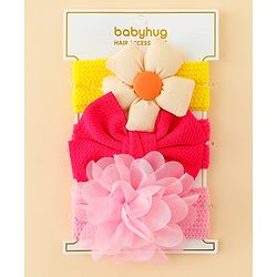 Babyhug Headbands With Bow & Floral Applique Pack of 3 - Multicolor