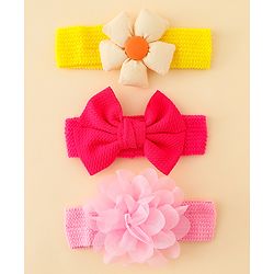 Babyhug Headbands With Bow & Floral Applique Pack of 3 - Multicolor