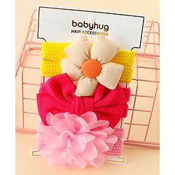 Babyhug Headbands With Bow & Floral Applique Pack of 3 - Multicolor