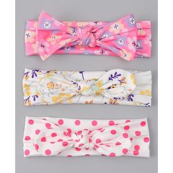 Babyhug Headbands With Bow Applique Pack of 3 - Multicolor