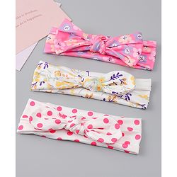 Babyhug Headbands With Bow Applique Pack of 3 - Multicolor