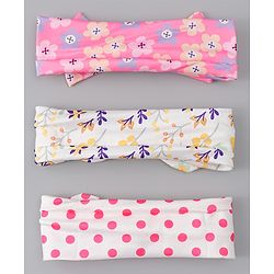 Babyhug Headbands With Bow Applique Pack of 3 - Multicolor