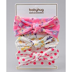 Babyhug Headbands With Bow Applique Pack of 3 - Multicolor