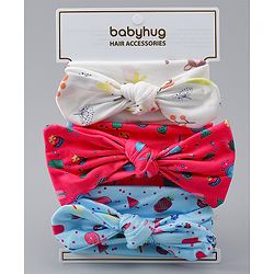 Babyhug Headbands With Bow Applique Pack of 3 - Multicolor