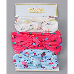 Babyhug Headbands With Bow Applique Pack of 3 - Multicolor
