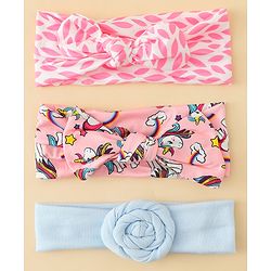 Babyhug Headbands With Bow & Floral Applique Pack of 3 - Multicolor