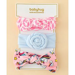 Babyhug Headbands With Bow & Floral Applique Pack of 3 - Multicolor