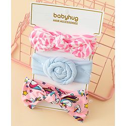 Babyhug Headbands With Bow & Floral Applique Pack of 3 - Multicolor