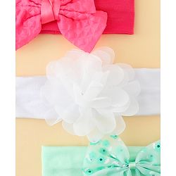 Babyhug Headbands with Bow & Floral Applique Pack of 3 - Sea Green Red & White
