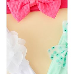 Babyhug Headbands with Bow & Floral Applique Pack of 3 - Sea Green Red & White