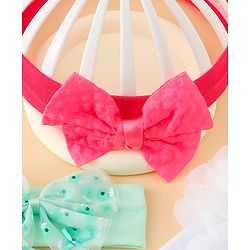 Babyhug Headbands with Bow & Floral Applique Pack of 3 - Sea Green Red & White