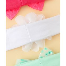 Babyhug Headbands with Bow & Floral Applique Pack of 3 - Sea Green Red & White