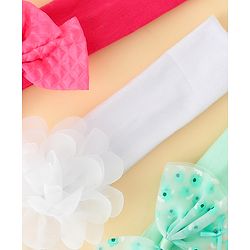 Babyhug Headbands with Bow & Floral Applique Pack of 3 - Sea Green Red & White